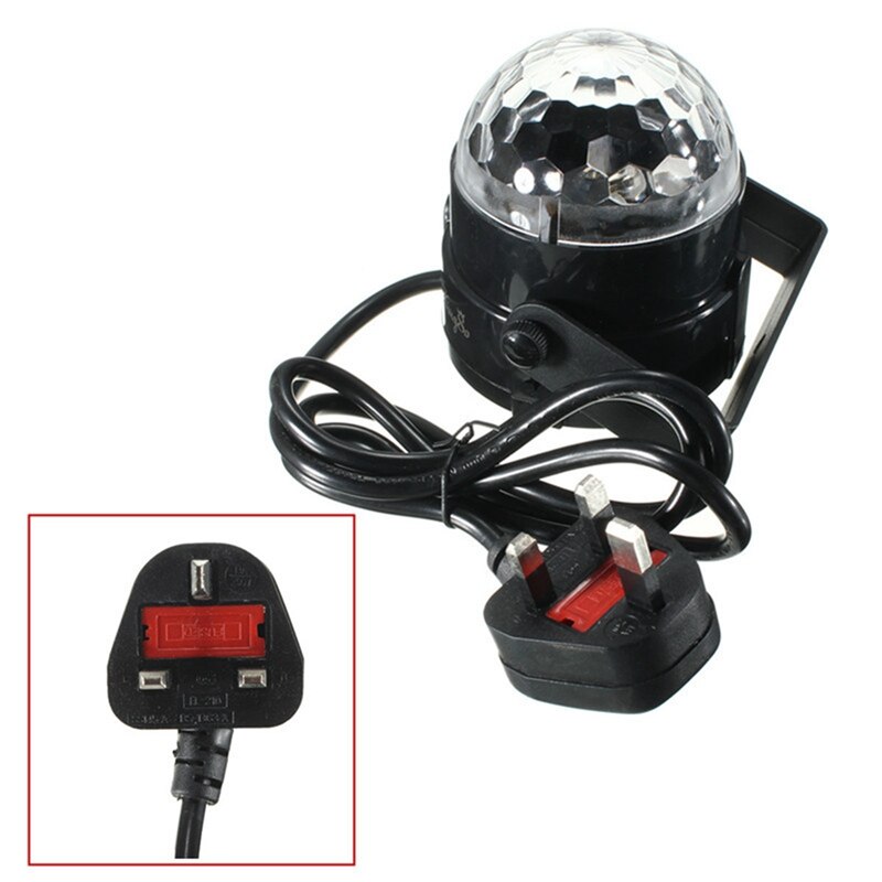 1pcs RGB LED Crystal Magic Rotating Ball Lights Sound Activated Disco Light Music Christmas KTV Party US Plug