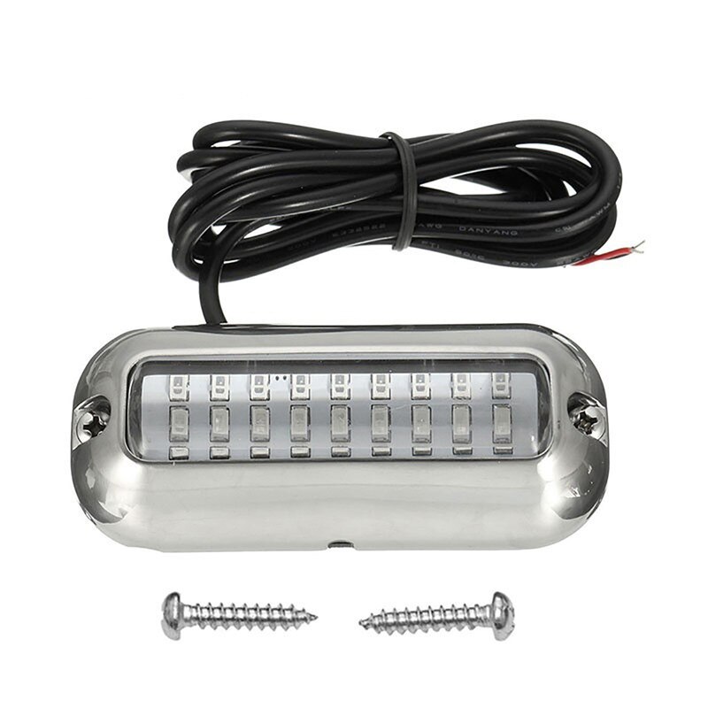 1pcs Universal 12V DC White/Blue/Green 27 LED Marine Stainless Steel Under Water Pontoon Waterproof Boat Transom Light