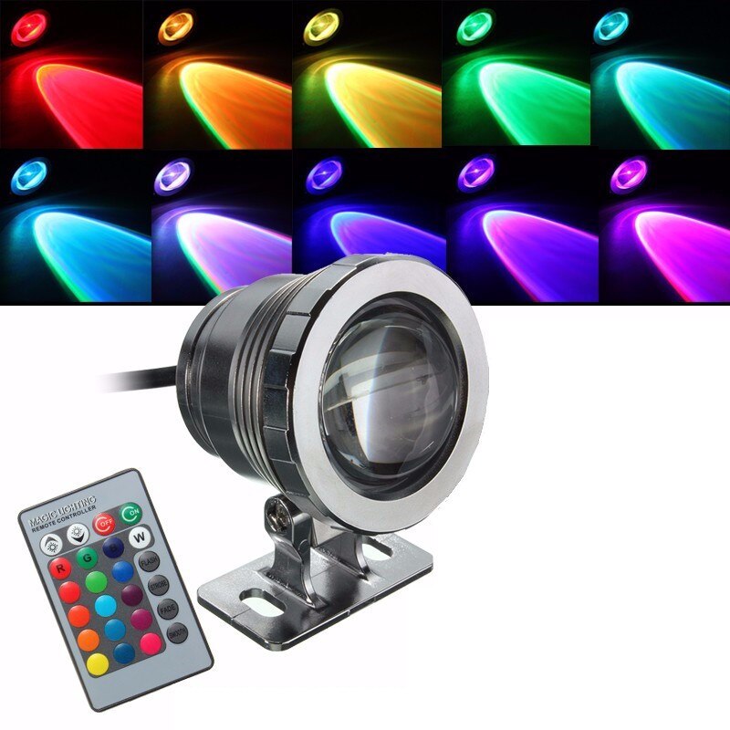 DC 12V/AC 85-265V Waterproof IP68 5W RGB LED Light Fountain Pool Pond Spotlight Underwater Lamp With 24 keys Remote Control