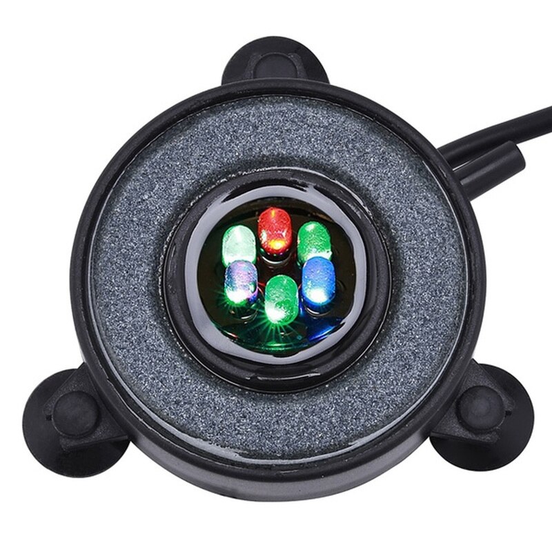 1pcs Led Aquarium Air Bubble Light Fish Tank Air Curtain Bubble Stone Disk with 6 Color Changing Leds Support