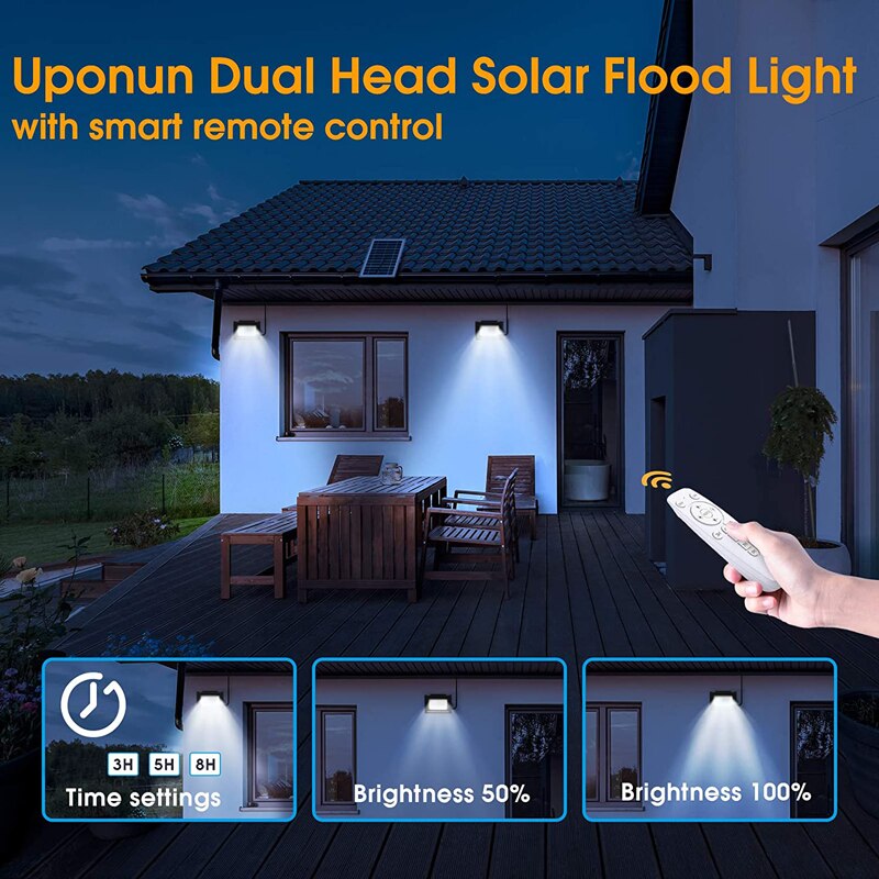 Solar Light Outdoor Remote Control Waterproof for Garden Path Street Landscape Spotlight Wall Flood Lamp Patio Lights