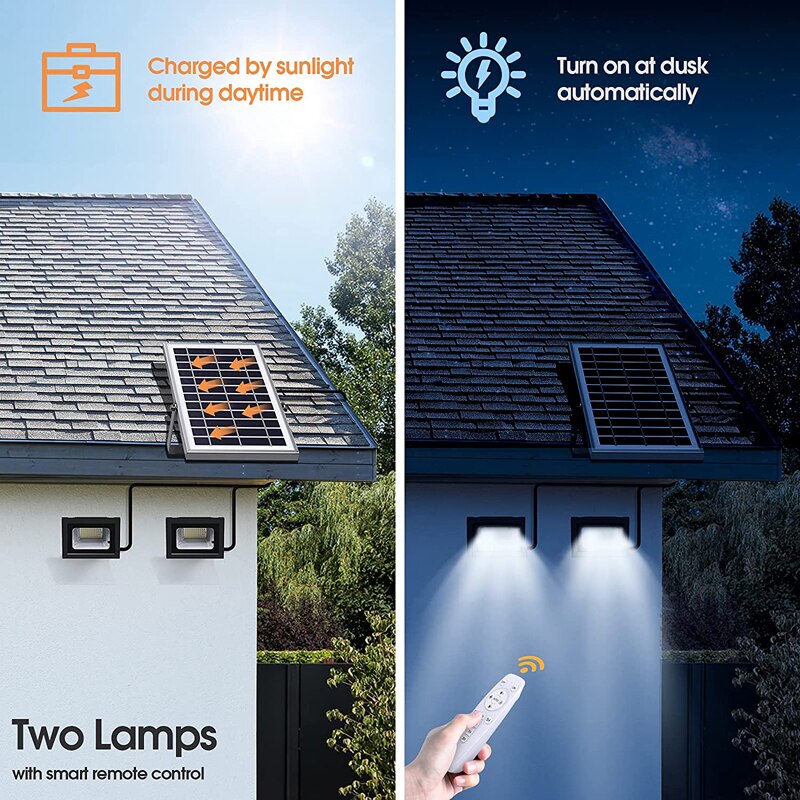 Solar Light Outdoor Remote Control Waterproof for Garden Path Street Landscape Spotlight Wall Flood Lamp Patio Lights