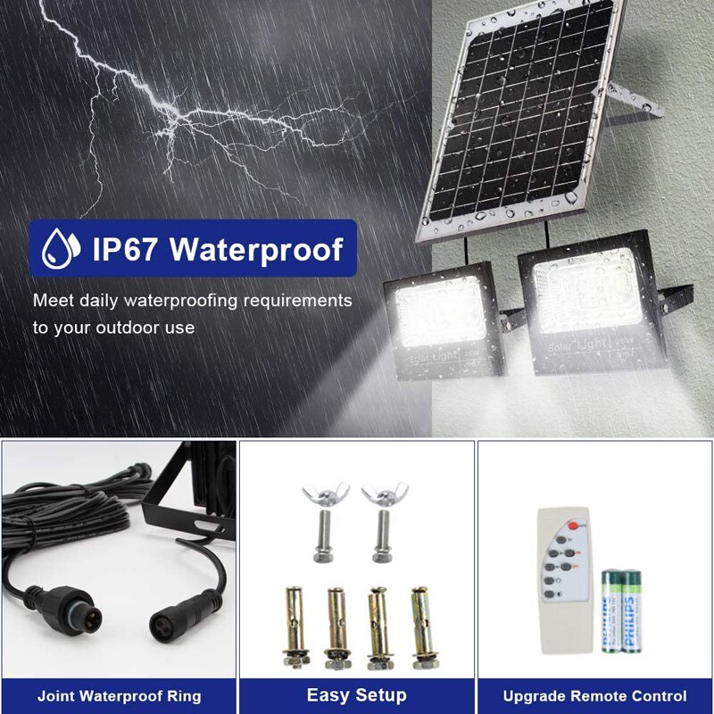 Solar Light Outdoor Remote Control Waterproof for Garden Path Street Landscape Spotlight Wall Flood Lamp Patio Lights