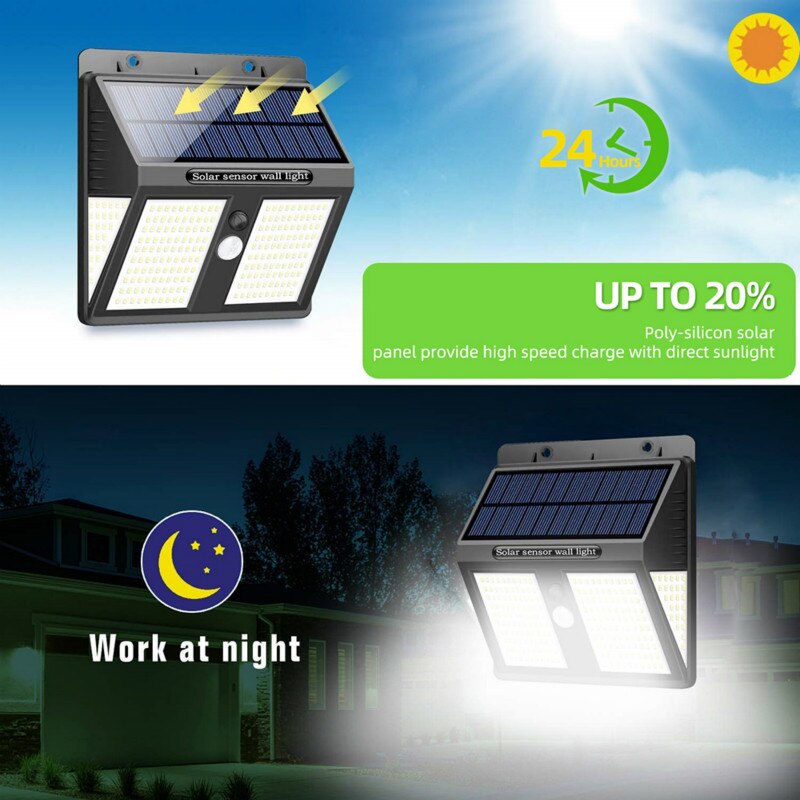 Solar Led Outdoor Security Lights 2200mAh Working 12 Hours Motion Sensor Waterproof Solar Wall Lamp for Garden Path Decoration
