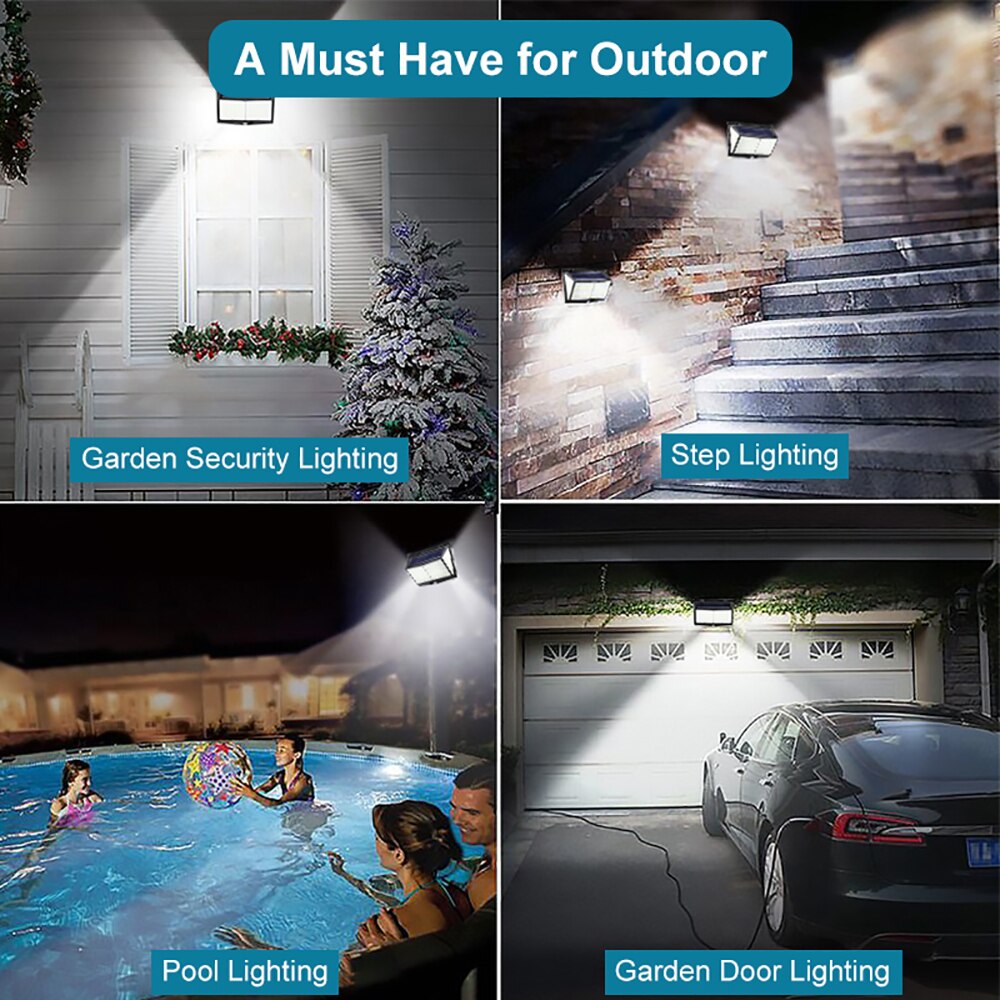 Solar Lights Outdoor 468 LEDs 3Modes IP65 Waterproof PIR Motion Sensor Light Modes Large Bright Solar Garden Light