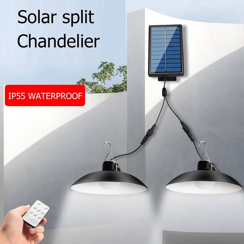 Solar LED Light Outdoor Motion Sensor Indoor Solar Powered Pendant Lamps IP65 Waterproof Dual Head Lamps for Garden Yard