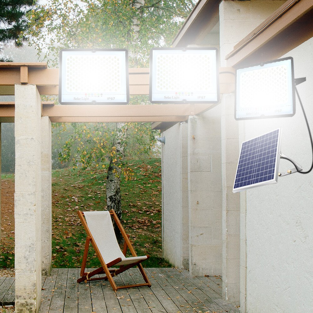 Solar Light Outdoor Remote Control Waterproof for Garden Street Landscape Spotlight Wall Solar Powered Flood Lamp