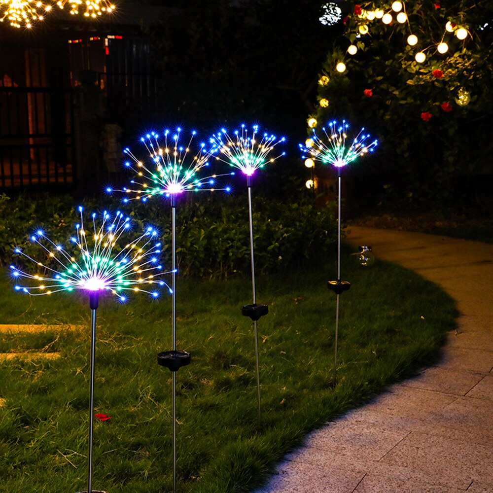 120 Led Solar Garden Lights Solar Firework Lights Solar Powered String Light with 2 Modes for Garden, Patio, Yard, Flowerbed