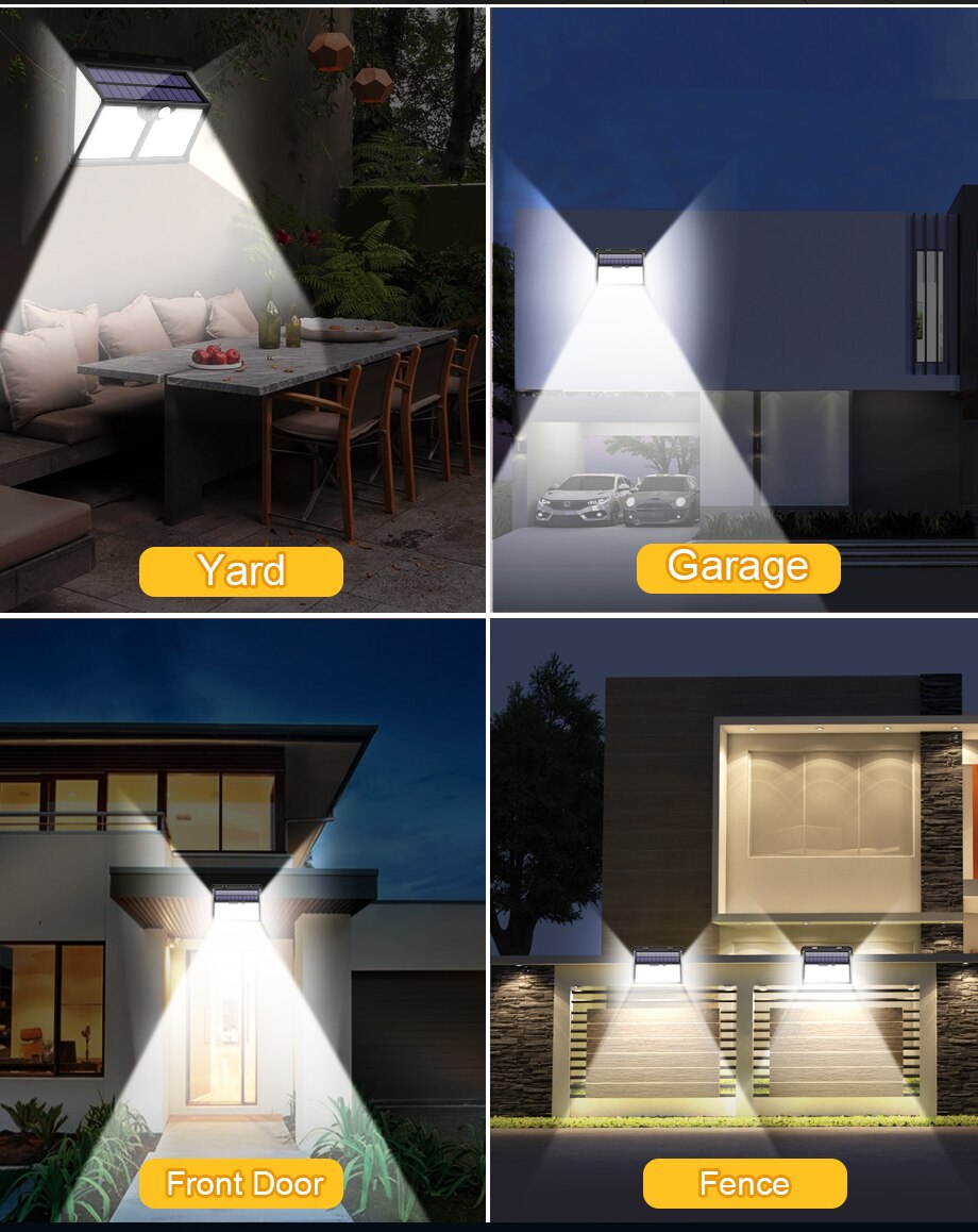 333LED Solar Light Outdoor 4Modes Motion Sensor Light Solar Lamp Powered Sunlight Waterproof for Garden Patio Luces Solares