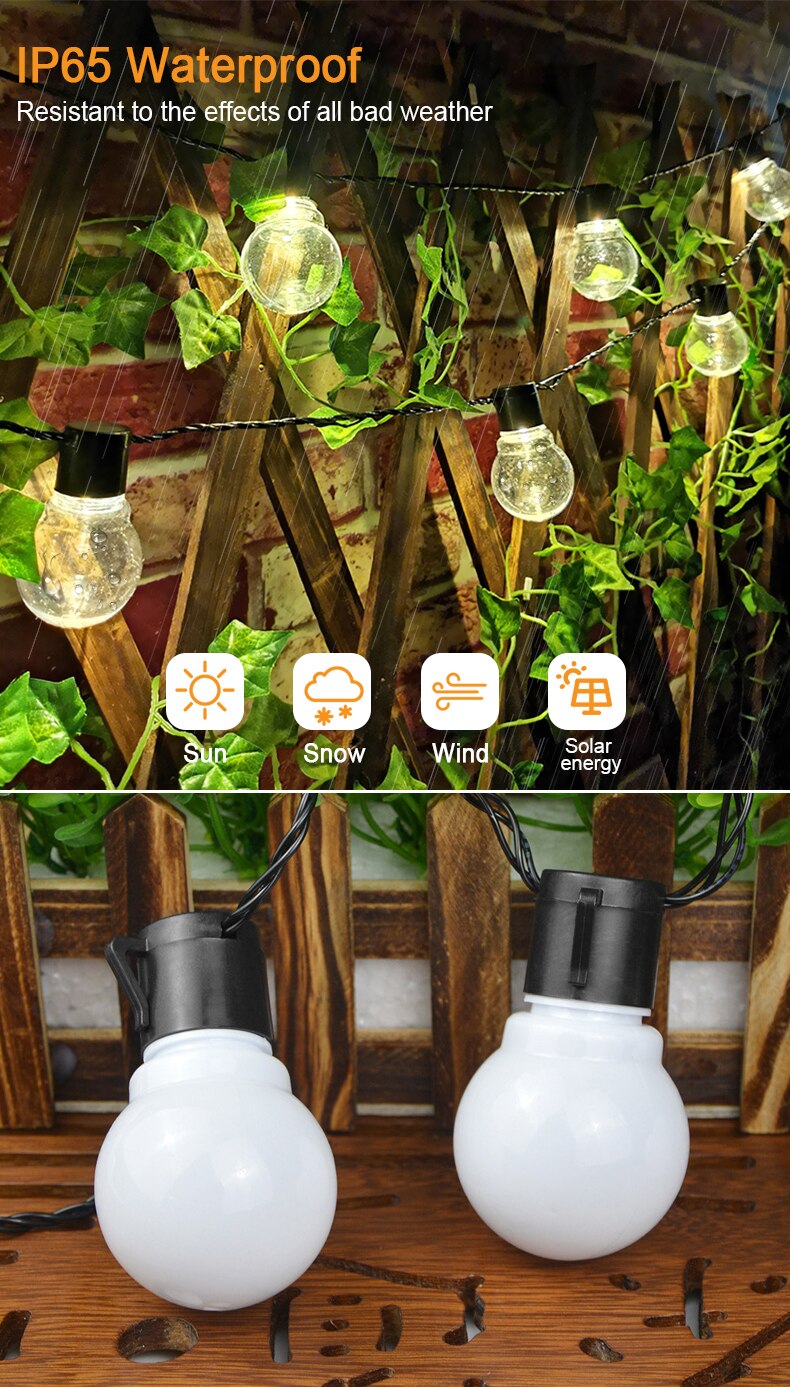 Solar Globe Outdoor String Lights LED Bulbs Waterproof Yard Hanging Indoor Outdoor Decoration for Patio Garden Party Wedding