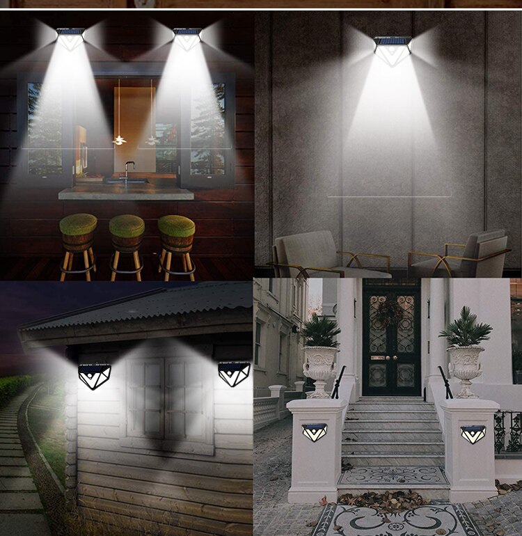 166 LED Solar Light PIR Motion Sensor Wall Light Sunlight Outdoor Solar Lighting Waterproof Security Lamp for Garden