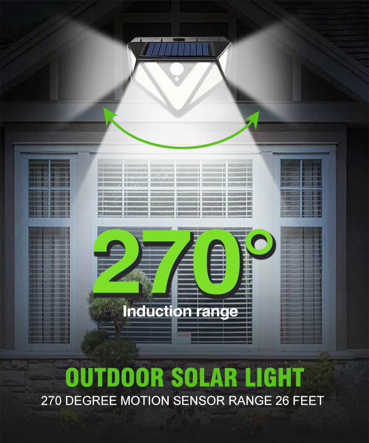 166 LED Solar Light PIR Motion Sensor Wall Light Sunlight Outdoor Solar Lighting Waterproof Security Lamp for Garden