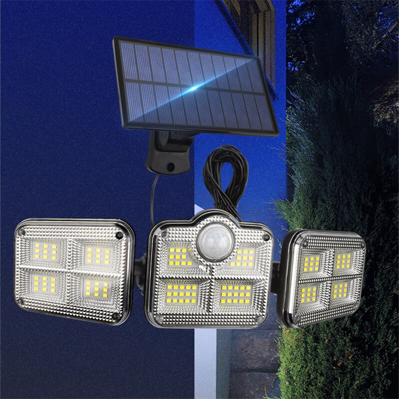 Energia LED Solar Light Outdoor Patio Lights 2400Mah Luses De Patio Solares 3500Lum Detachable 3 Heads Remote Control Wall Lamp