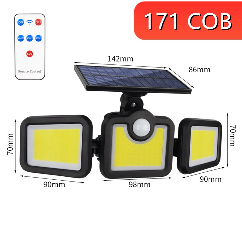 Energia LED Solar Light Outdoor Patio Lights 2400Mah Luses De Patio Solares 3500Lum Detachable 3 Heads Remote Control Wall Lamp