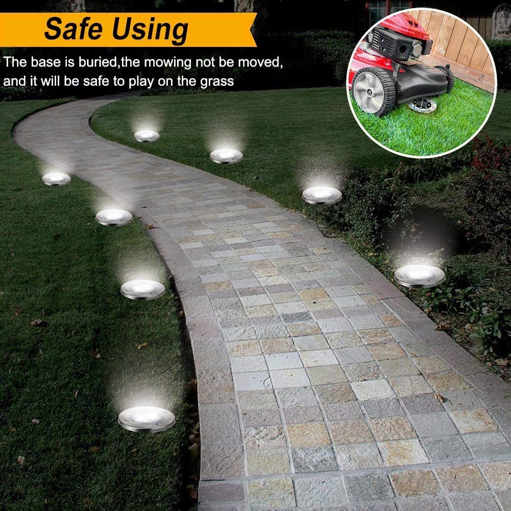 Solar Ground Lights 8 LED Solar Garden Lights Waterproof Outdoor Solar Disk Lights for Pathway Yard Walkway Patio Lawn Path