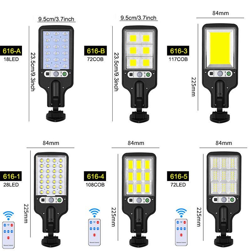 LED Solar Street Lights COB+SMD Outdoor Solar Lamp With 3 Light Mode Waterproof Motion Sensor Security Lighting for Garden Patio