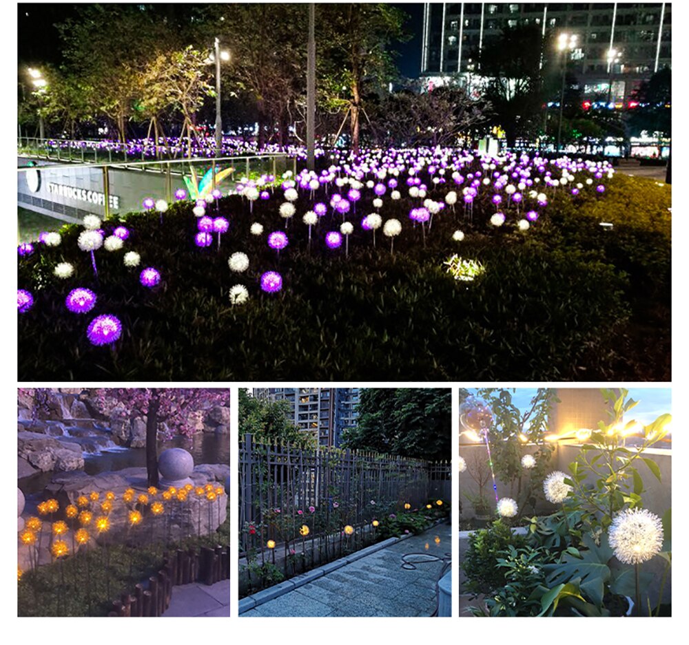 Solar LED Light Outdoor Dandelion Lights Garden Decoration String Lamp Courtyard IP65 Waterproof Solar Light Fairy Lamps