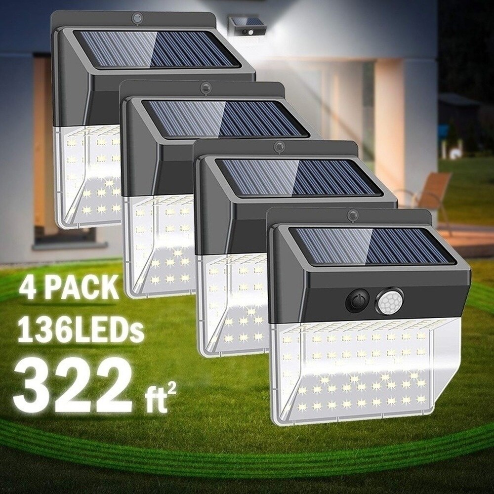 208LED Solar Lights Outdoor Super Bright 3 Modes Motion Sensor Light with 270 Wide Angle Wall Solar Light Security Lighting