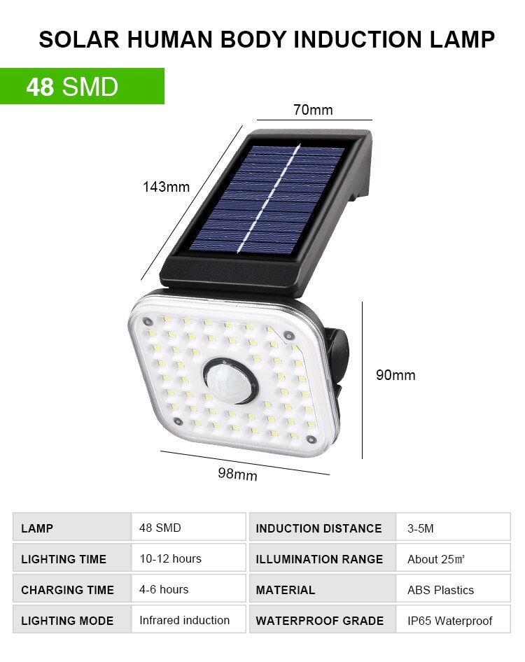 138 LED Solar Light Outdoor Waterproof Solar Powered Lamp PIR Motion Sensor Street Light for Garden Decoration Christmas Decor