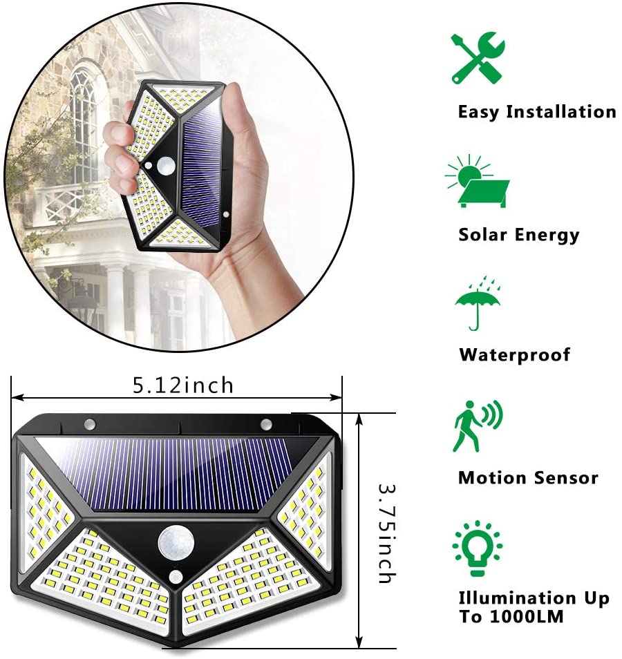 188 LED Solar Light Outdoor 4Modes Solar Lamp Powered Sunlight Waterproof Motion Sensor Light for Garden Patio Luces Solares