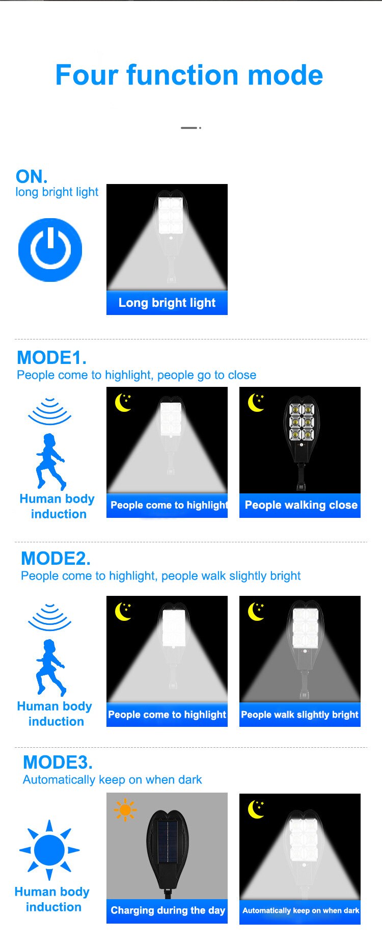 Solar LED Street Light Waterproof Remote Control Solar Led Outdoor Light Motion Sensor Lamp Outdoor Garden Security Lights