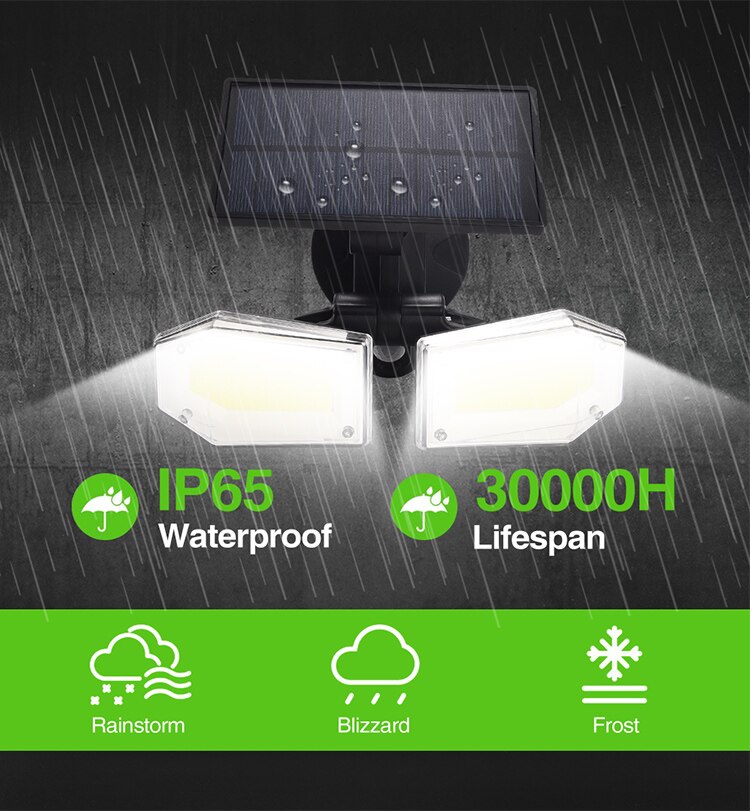 Solar Lights Outdoor 3 Optional Modes Motion Sensor COB Light Double Head Rotating with 270 Wide Angle Waterproof Security Light