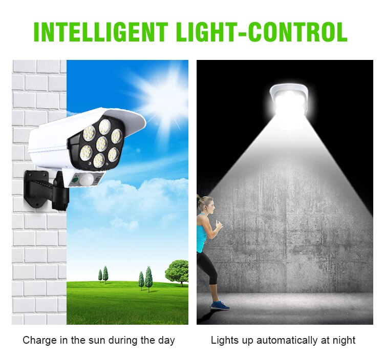 2 In1 Solar Powered Light Security Simulation Fake Dummy Camera Solar Light Outdoor Street Spotlight Solar Lamp Garden Wall Lamp