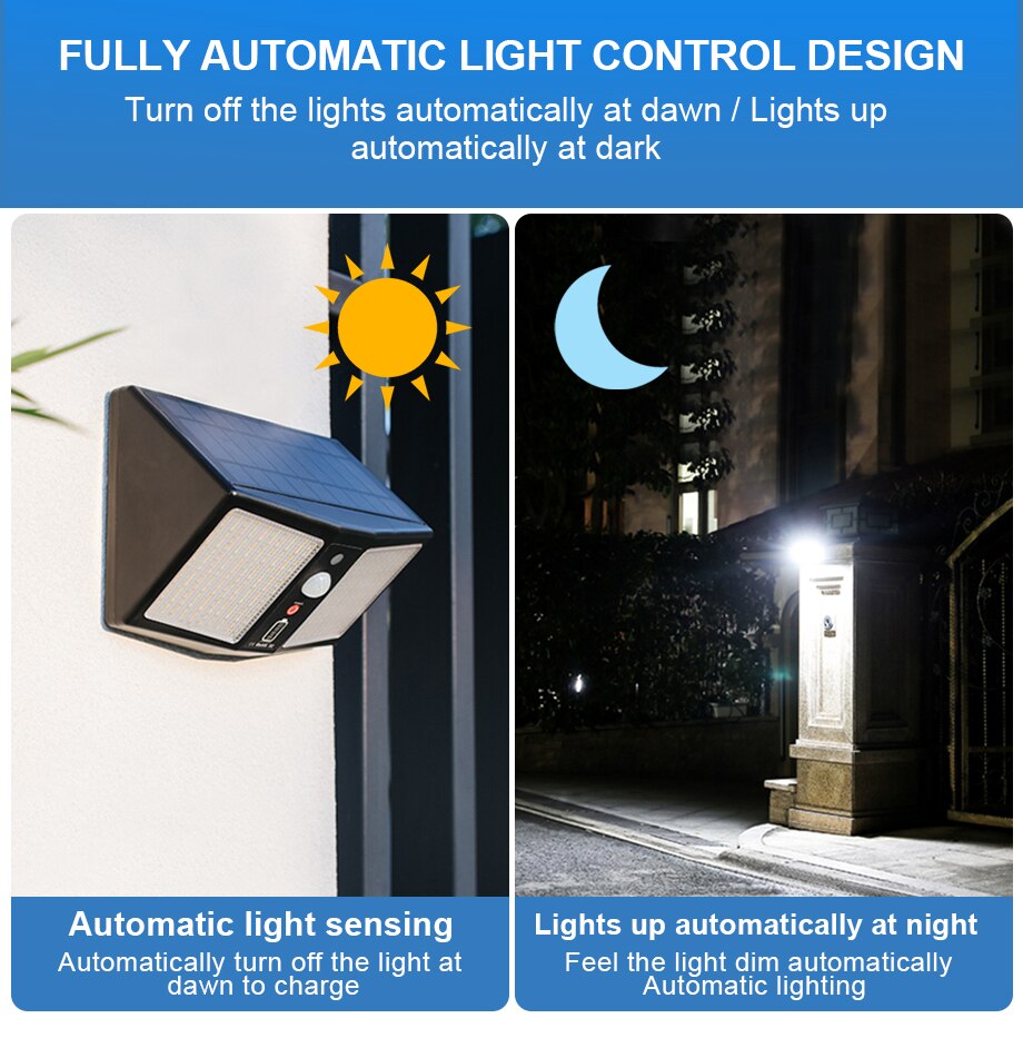360LED Solar Light Wall Lamps 12000mAh 6 Model Motion Sensor IP65 Waterproof Outdoor Yard Garden Street Induction Night Lights