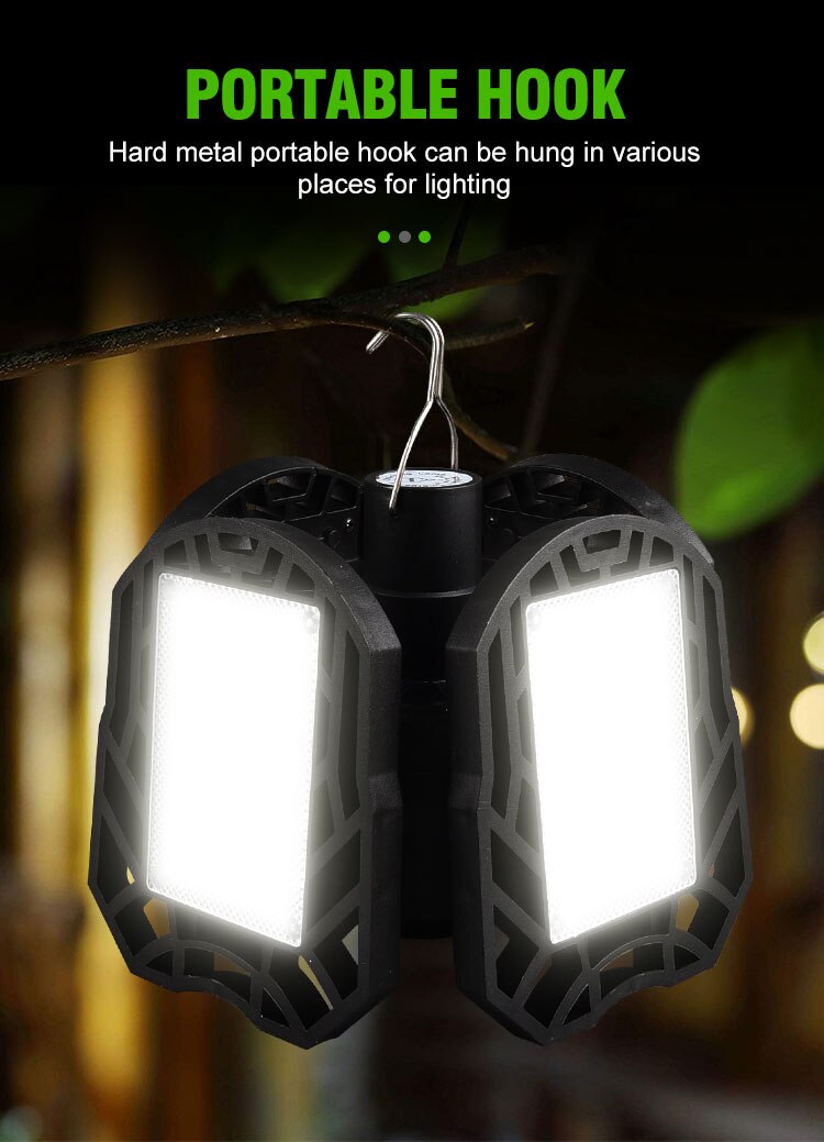 Deformable Solar Lamp USB Rechargeable UFO Light 78/104LED Four-leaf Emergency Lamp Multifunctional Folding Chandelier