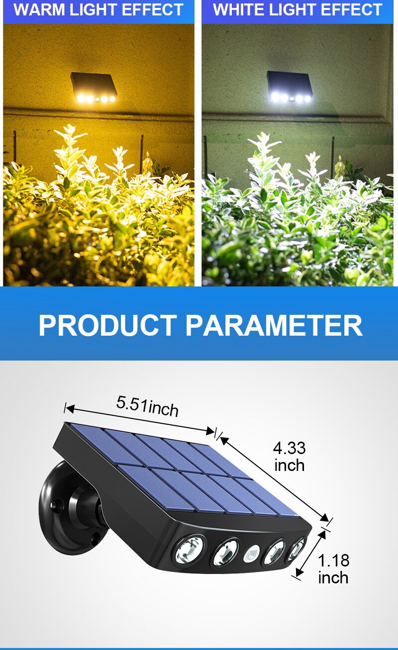 Intelligent Solar Light Motion Sensor Outdoor Waterproof Garden LED Solar Lamp Wall Light for Garden Path Street Led Spotlights