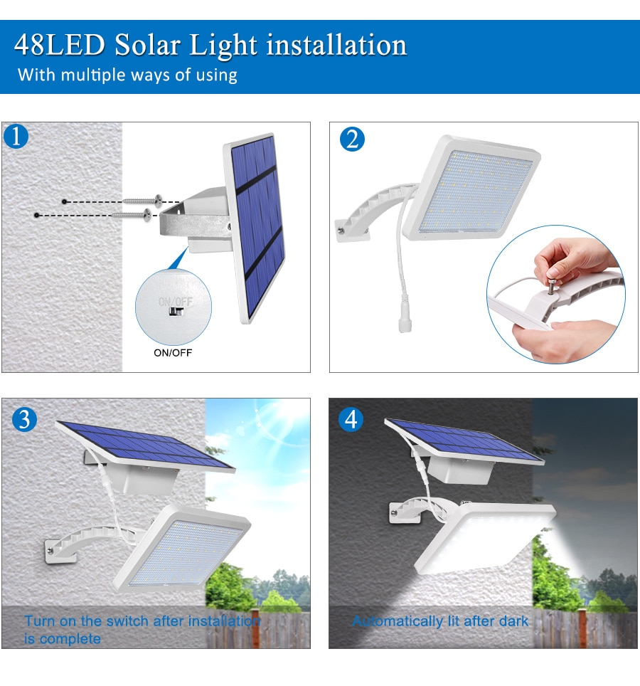 48 leds Solar Light Super Bright Adjustable Lighting Angle Outdoor Solar Garden Lamp Waterproof Lighting For Wall Yard Street
