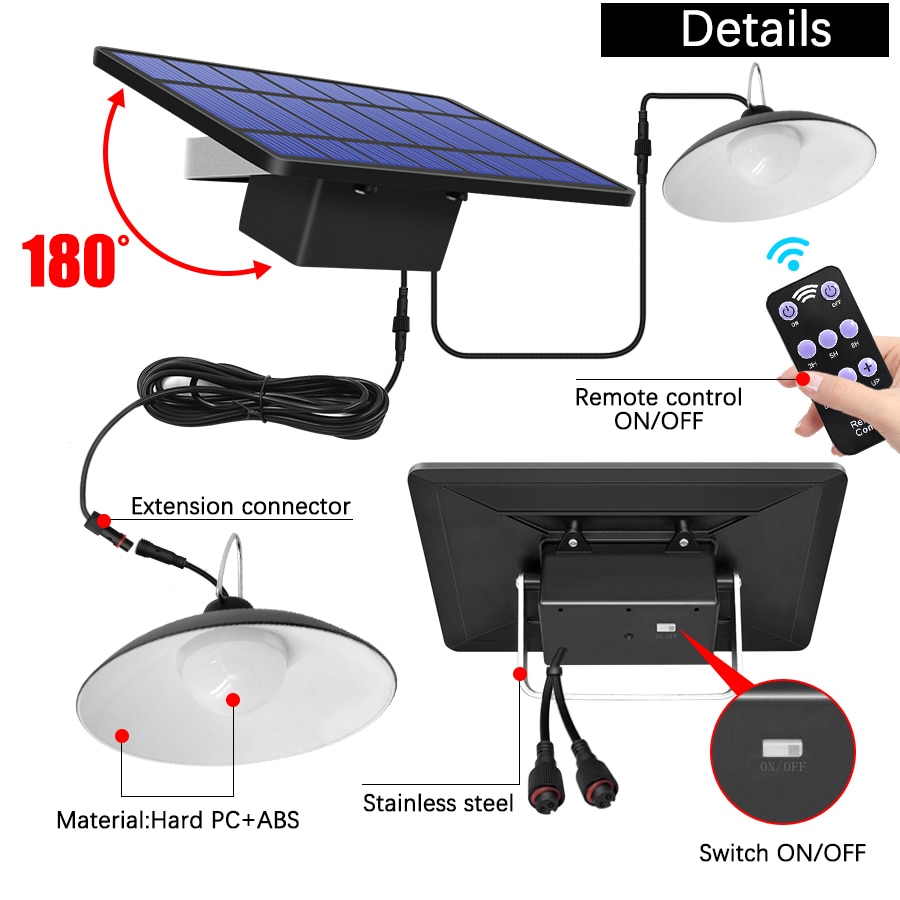 Outdoor Indoor Solar Lamp With Line Warm White/White Lighting Amaryllis Double Head Solar Pendant Light For Camping Garden Yard