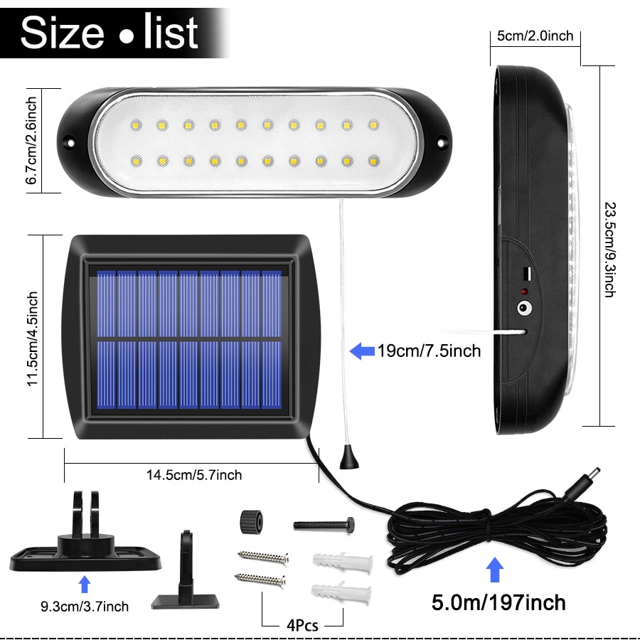 20leds Separable Solar Light With 5m Line Outdoor Indoor Waterproof Solar Lamp Pull-Switch Lighting For Garden House Room Yard