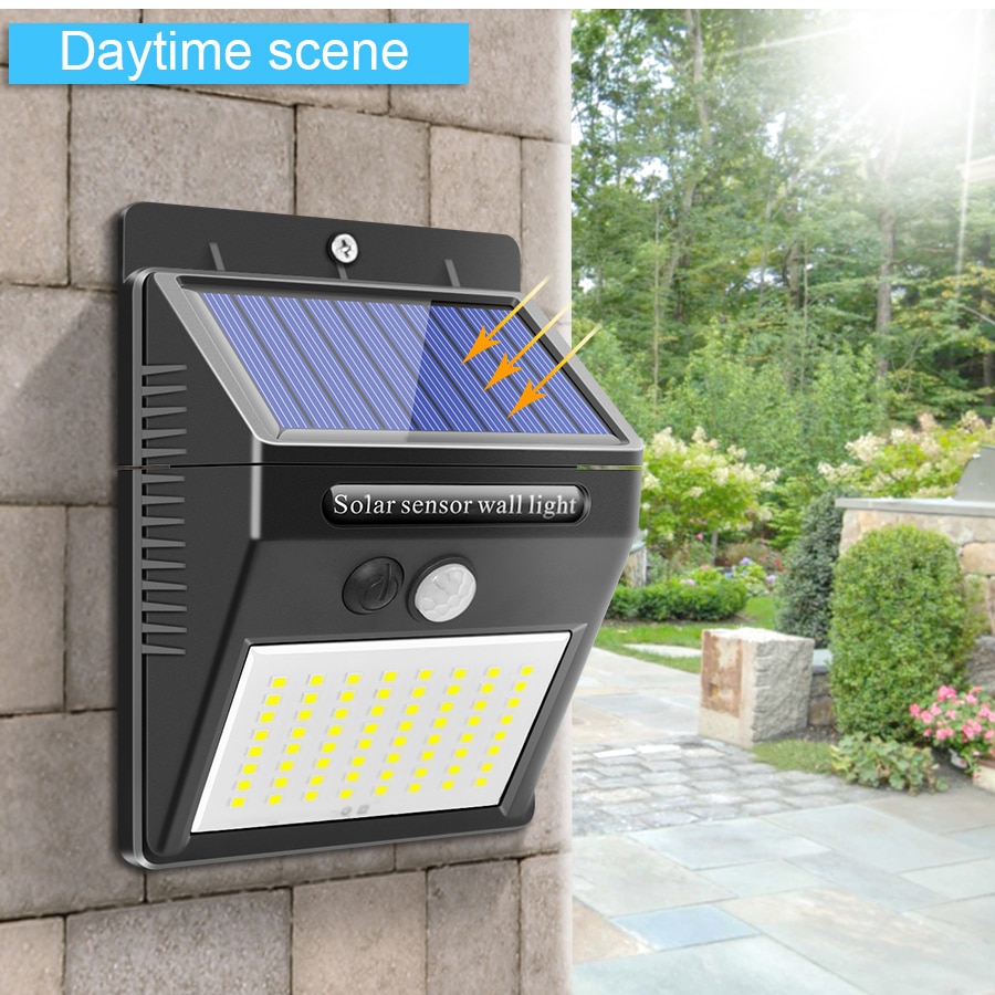 Separable Solar Lights 64 LEDs PIR Motion Sensor With Dim Light 2.5m Line Outdoor Waterproof Garden Wall Yard Lamp