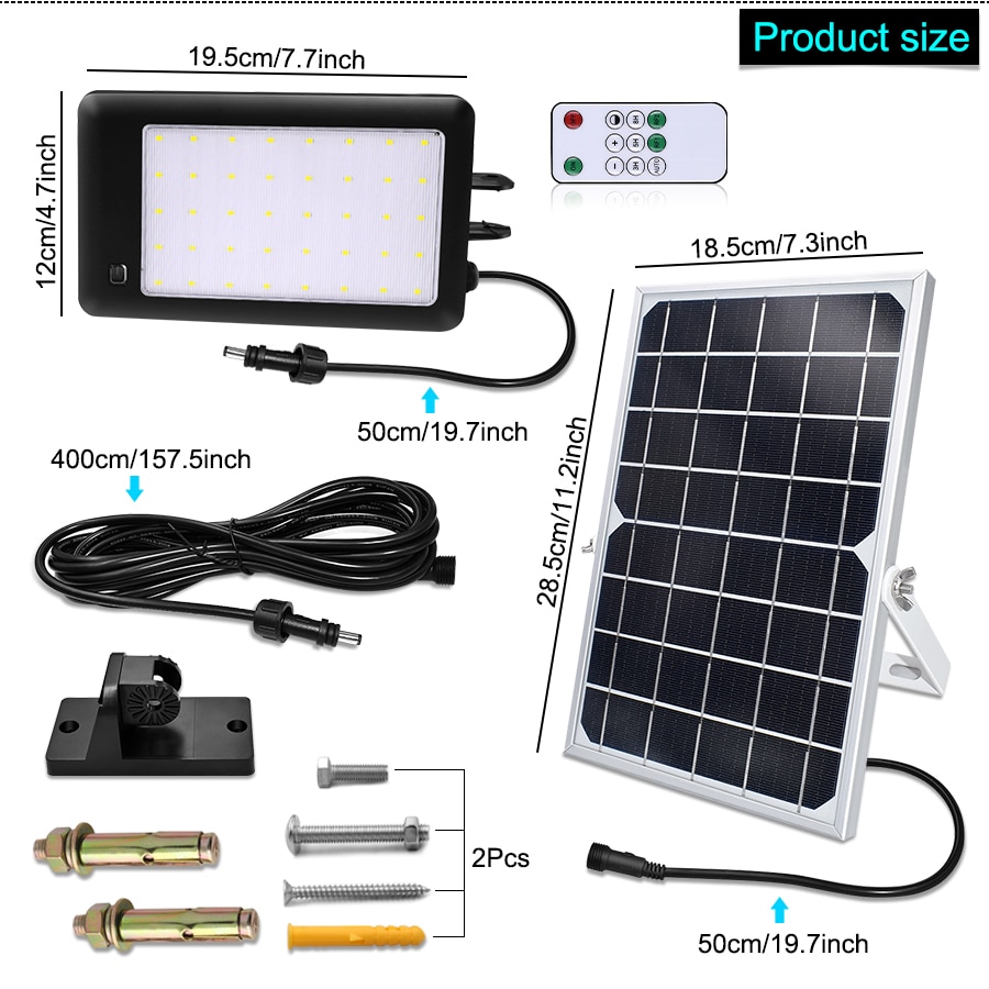 Solar Security Light 900 Lumens Outdoor Indoor Solar Powered Floodlight Waterproof Street Lamp with Remote Control for Garden