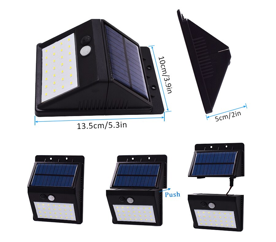 28 LEDS Solar Motion Sensor Light Super Bright Waterproof Outdoor Three Modes Security Separable Night Lamp for Garden Wall