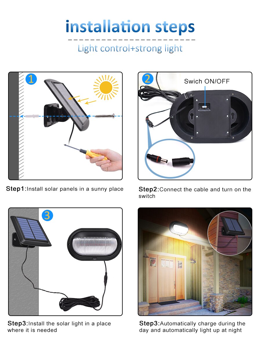 Solar Light PIR Motion Sensor Outdoor Garden Waterproof 10 LED Bright Wall Lamp Separable With Line Street Door Garage Lamps