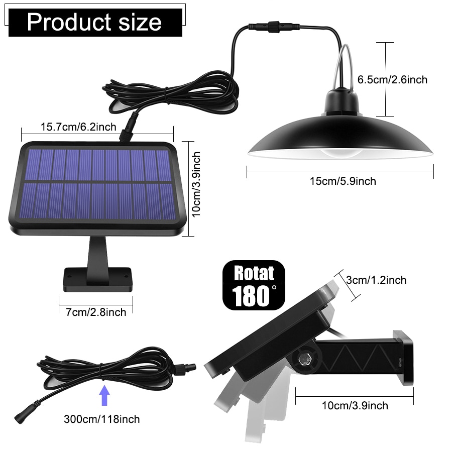 Solar Powered 36 LED Outdoor Or Indoor Hanging Light Pendant Lamp with Remote Control for Garden Yard Patio Balcony Home