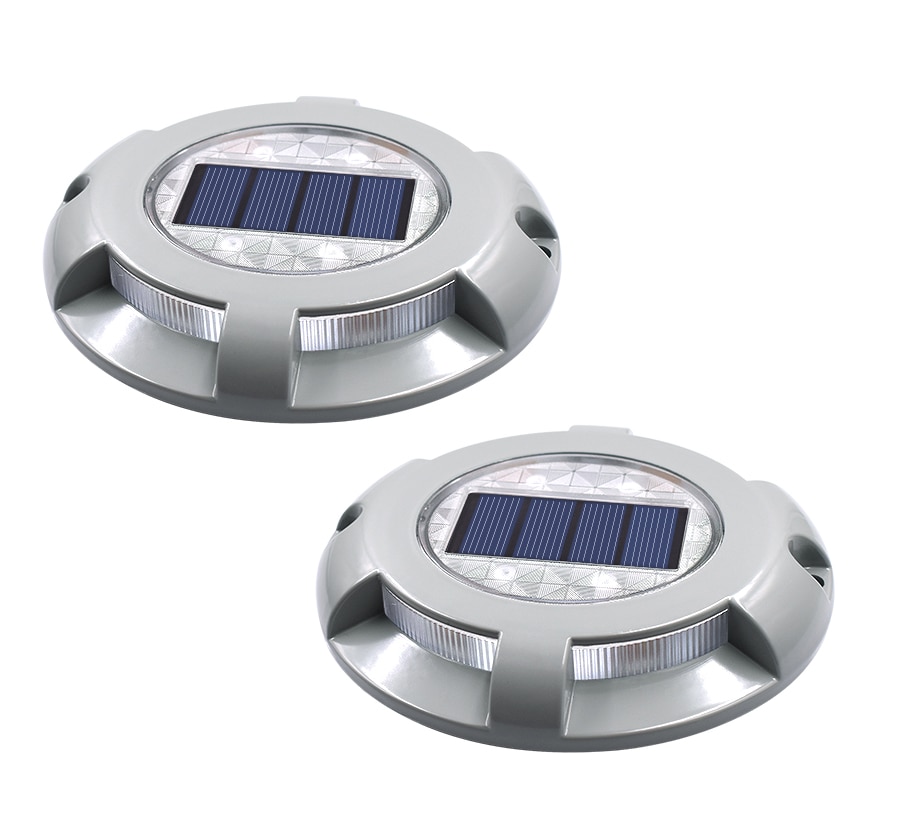 Solar Road Stud Lighting Aluminum 4-LED Outdoor Road Driveway Dock Path Ground Light Lamp Warm White And White Light