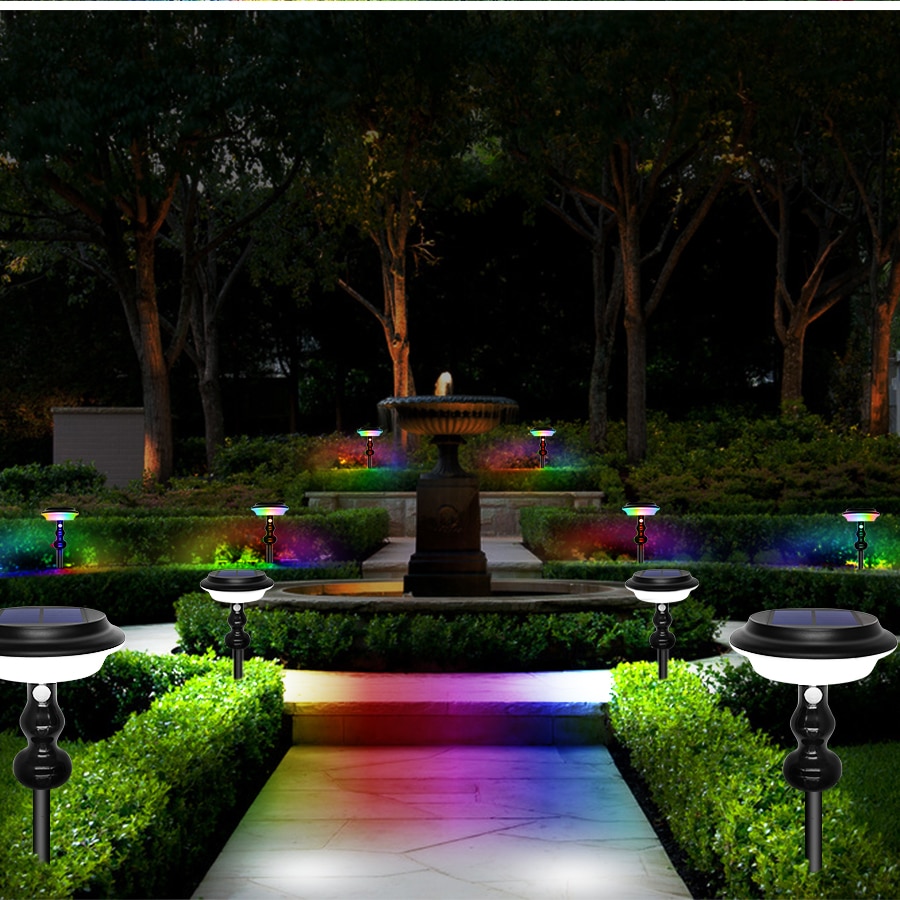 64 led Solar Light Colar Changing Warm White Solar Lamp With 4 Modes Inground Lighting For Wall Yard Garden Decoration