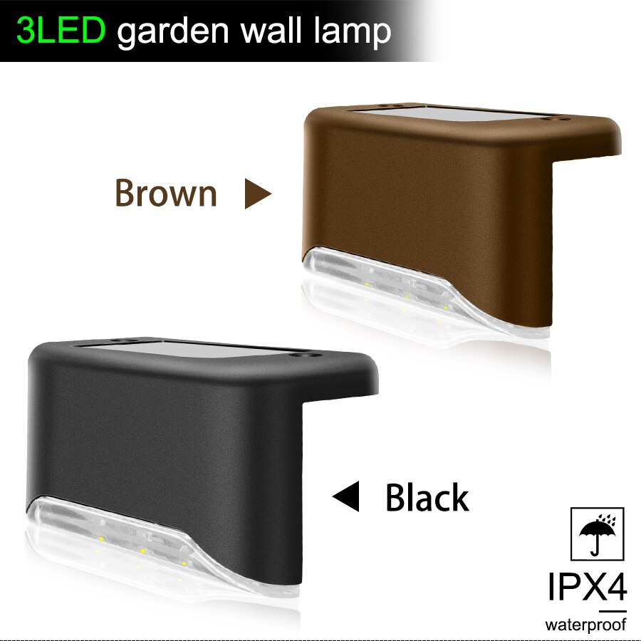 Outdoor Solar Lights Lighting for Deck Post Fence Steps or Dock Bright White LED Waterproof Wireless Solar Lamp Black and Brown