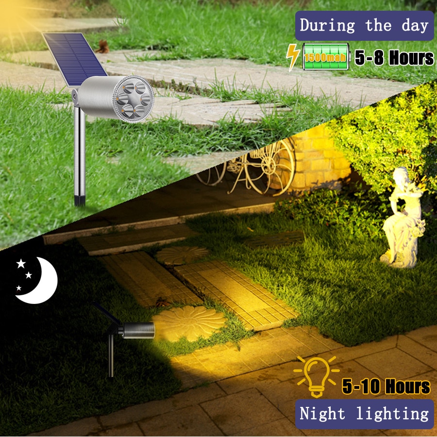 Solar Lights Outdoor Solar Spotlights 6 LED Adjustable Garden Light Landscape Lighting for Yard Pathway Walkway
