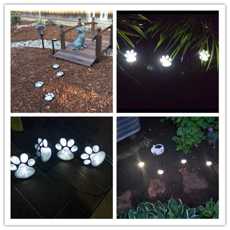 LED Solar Garden Light Outdoor Waterproof for Garden Decoration Dog Cat Animal Paw Print Lights Path Lawn Lamp Christmas Lights