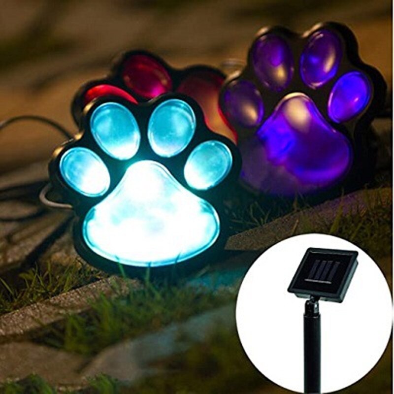 LED Solar Garden Light Outdoor Waterproof for Garden Decoration Dog Cat Animal Paw Print Lights Path Lawn Lamp Christmas Lights