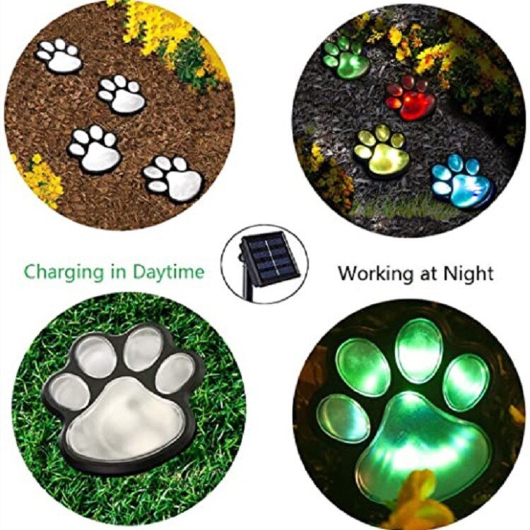 LED Solar Garden Light Outdoor Waterproof for Garden Decoration Dog Cat Animal Paw Print Lights Path Lawn Lamp Christmas Lights