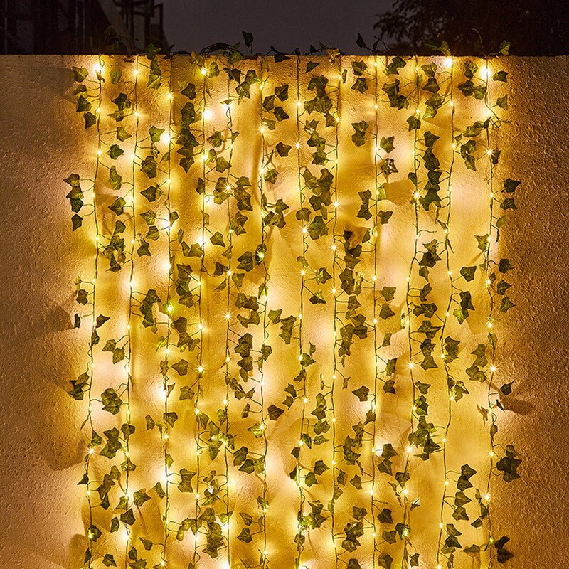 Christmas Tree Ornaments Garland Maple Leaf Led String Lights Solar Lights New Year Christmas Decorations for Home Navidad Gift