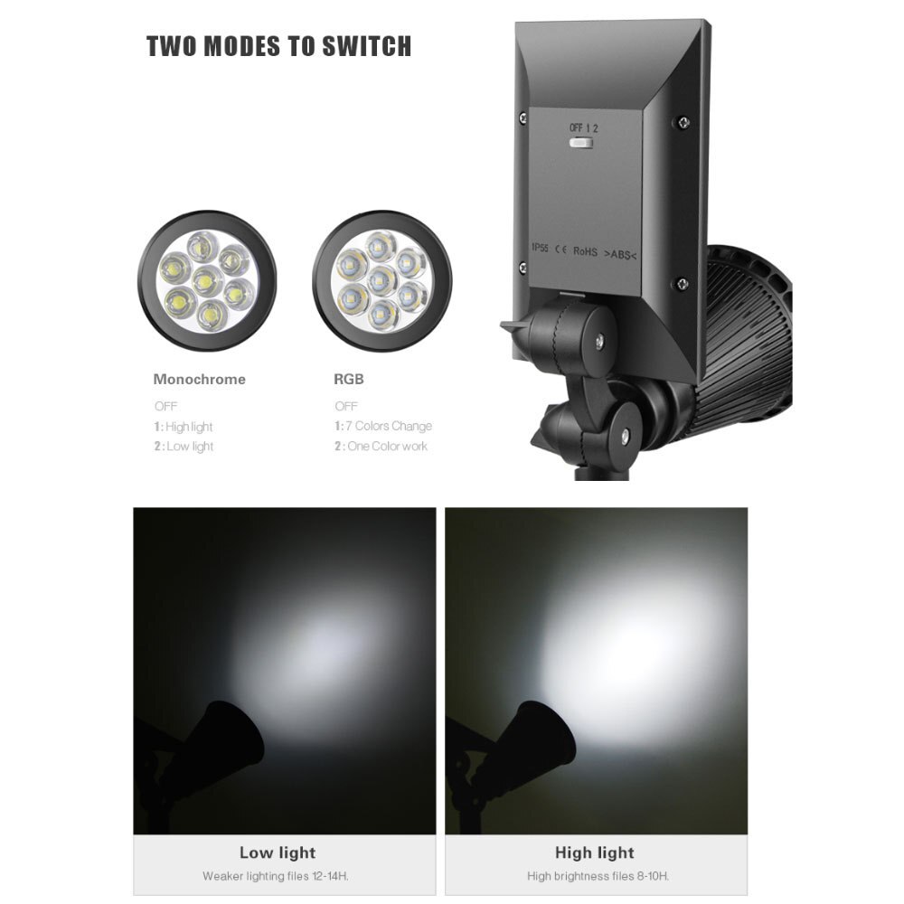 Solar Lamp Outdoor 7 LED Lamp Solar Powered Adjustable Solar Spotlight In-Ground IP65 Waterproof Landscape Outdoor Solar Lamp