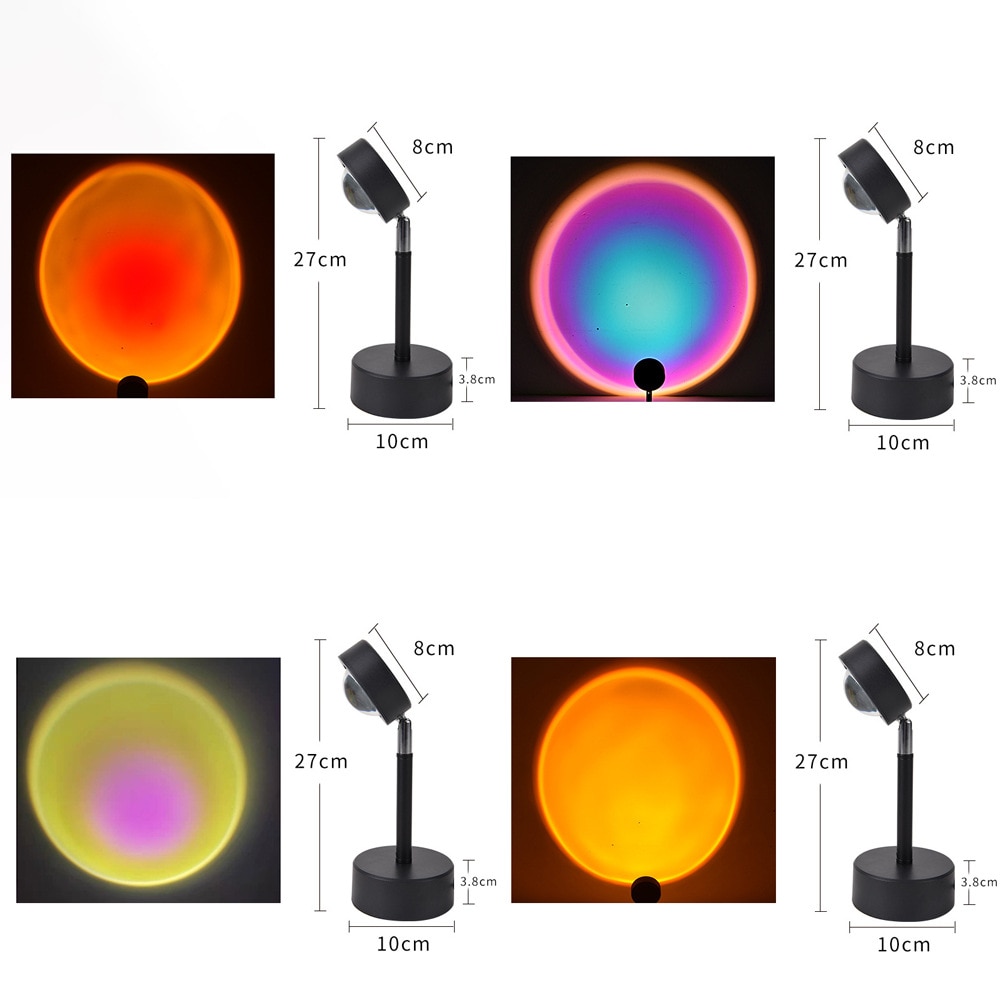 Atmosphere Led Night Light Rainbow Sunset Projector Lamp for Home Coffe Shop Background Wall Decoration USB Operate Table Lamp