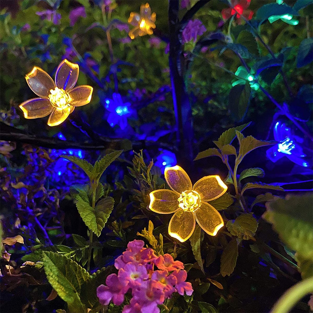 20 LED Outdoor Solar Cherry Blossom Lamp IP65 Waterproof Garden Decoration Solar Flower Lights Yard Pathway Lawn Landscape Lamp