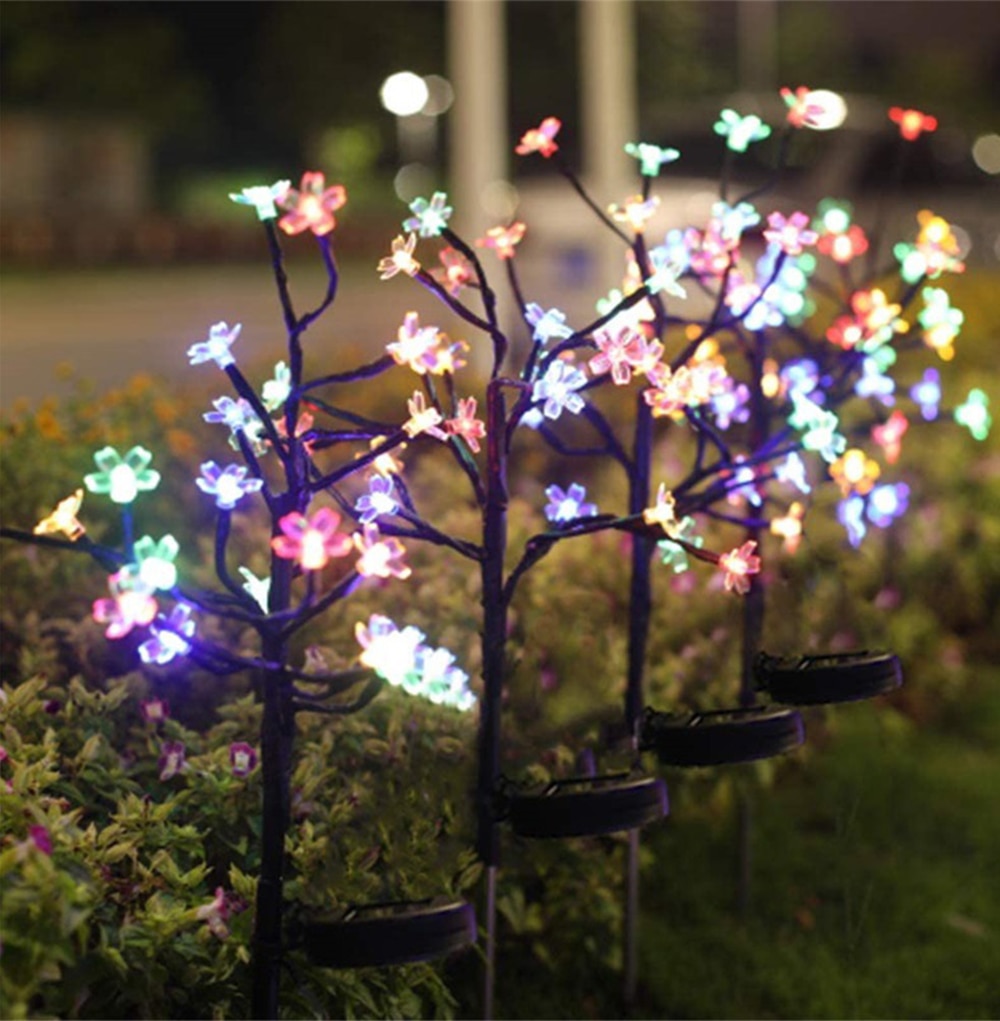 20 LED Outdoor Solar Cherry Blossom Lamp IP65 Waterproof Garden Decoration Solar Flower Lights Yard Pathway Lawn Landscape Lamp